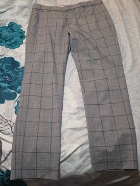 Women's Grey Windowpane Dress Pants